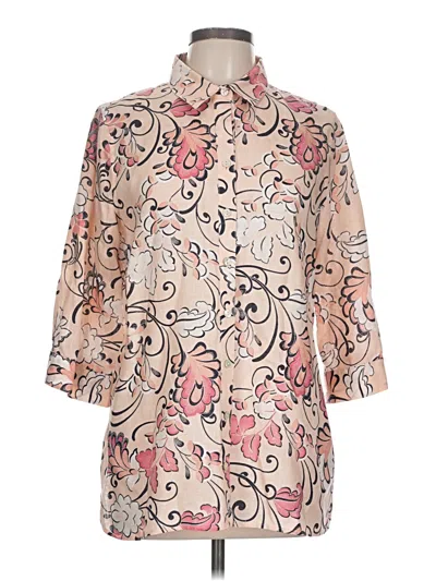 Pre-owned Chico's 3/4 Sleeve Button Down Shirt In Pink