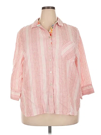 Pre-owned Chico's 3/4 Sleeve Button Down Shirt In Pink