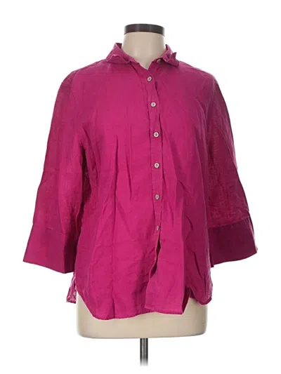 Pre-owned Chico's 3/4 Sleeve Button Down Shirt In Pink