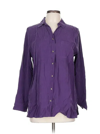 Pre-owned Chico's 3/4 Sleeve Button Down Shirt In Purple