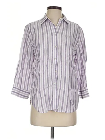 Pre-owned Chico's 3/4 Sleeve Button Down Shirt In Purple