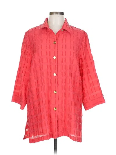 Pre-owned Chico's 3/4 Sleeve Button Down Shirt In Red