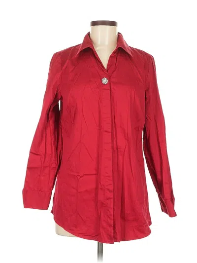 Pre-owned Chico's 3/4 Sleeve Button Down Shirt In Red