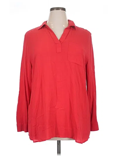 Pre-owned Chico's 3/4 Sleeve Button Down Shirt In Red