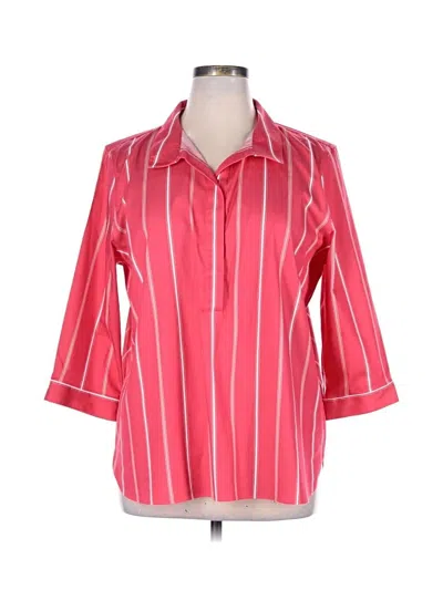 Pre-owned Chico's 3/4 Sleeve Button Down Shirt In Red