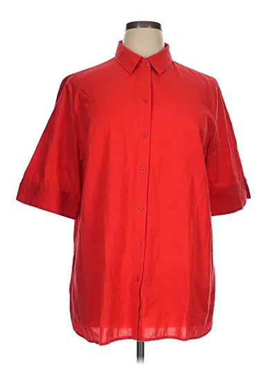 Pre-owned Chico's 3/4 Sleeve Button Down Shirt In Red