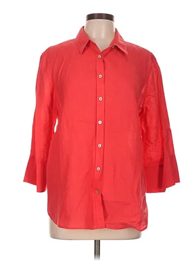 Pre-owned Chico's 3/4 Sleeve Button Down Shirt In Red