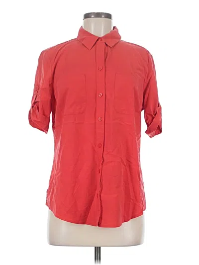 Pre-owned Chico's 3/4 Sleeve Button Down Shirt In Red