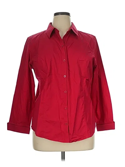 Pre-owned Chico's 3/4 Sleeve Button Down Shirt In Red