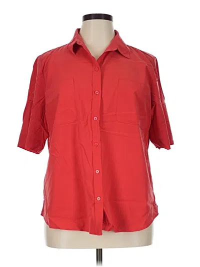 Pre-owned Chico's 3/4 Sleeve Button Down Shirt In Red