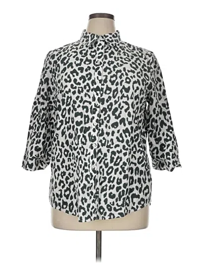 Pre-owned Chico's 3/4 Sleeve Button Down Shirt In Silver