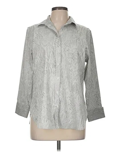 Pre-owned Chico's 3/4 Sleeve Button Down Shirt In Silver