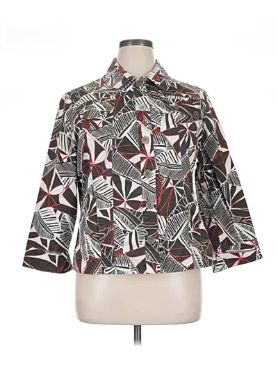 Pre-owned Chico's 3/4 Sleeve Button Down Shirt In Silver