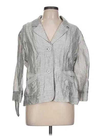 Pre-owned Chico's 3/4 Sleeve Button Down Shirt In Silver