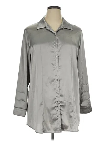 Pre-owned Chico's 3/4 Sleeve Button Down Shirt In Silver