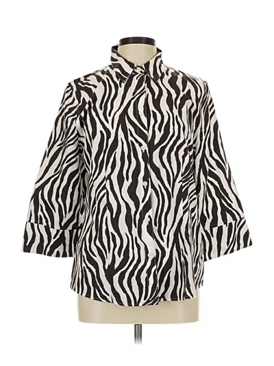 Pre-owned Chico's 3/4 Sleeve Button Down Shirt In Silver