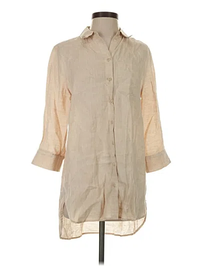 Pre-owned Chico's 3/4 Sleeve Button Down Shirt In Tan