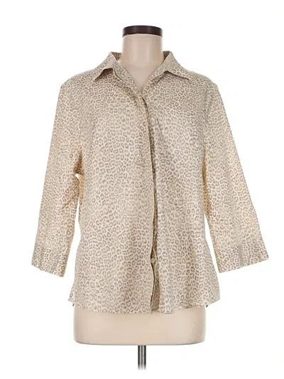 Pre-owned Chico's 3/4 Sleeve Button Down Shirt In Tan