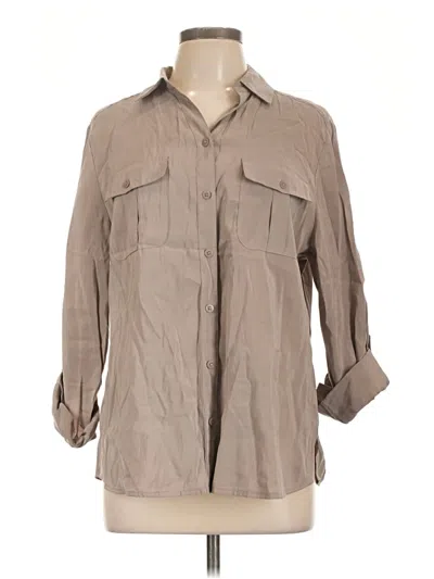 Pre-owned Chico's 3/4 Sleeve Button Down Shirt In Tan