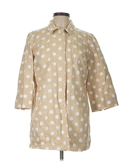 Pre-owned Chico's 3/4 Sleeve Button Down Shirt In Tan