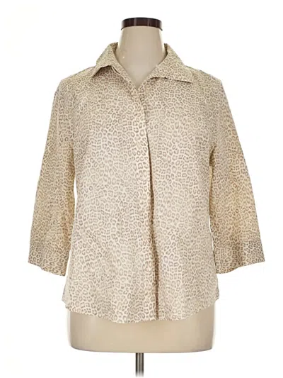 Pre-owned Chico's 3/4 Sleeve Button Down Shirt In Tan