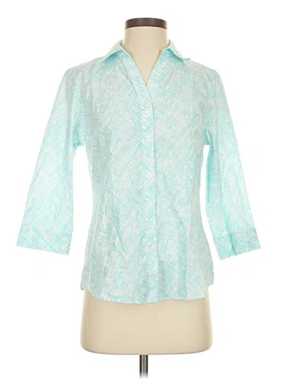 Pre-owned Chico's 3/4 Sleeve Button Down Shirt In Teal