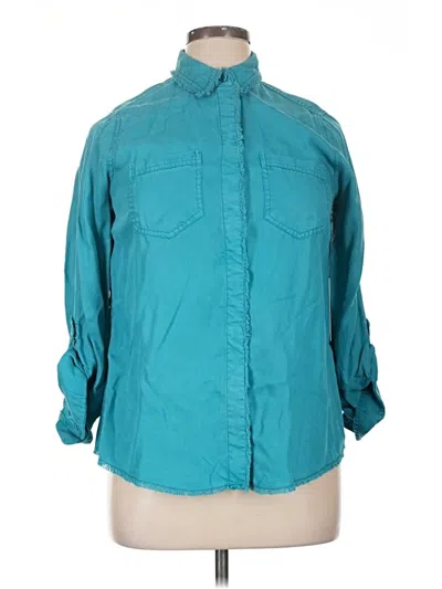 Pre-owned Chico's 3/4 Sleeve Button Down Shirt In Teal