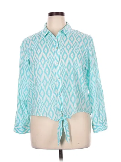 Pre-owned Chico's 3/4 Sleeve Button Down Shirt In Teal