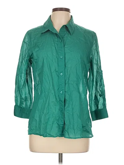 Pre-owned Chico's 3/4 Sleeve Button Down Shirt In Teal