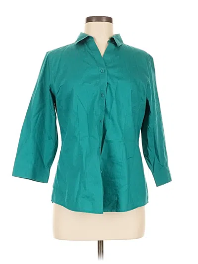Pre-owned Chico's 3/4 Sleeve Button Down Shirt In Teal