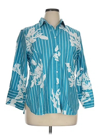 Pre-owned Chico's 3/4 Sleeve Button Down Shirt In Teal