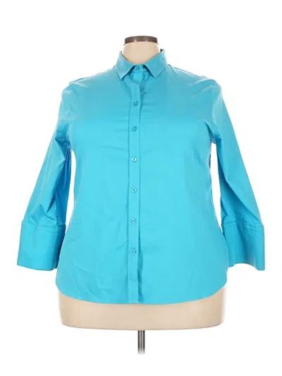Pre-owned Chico's 3/4 Sleeve Button Down Shirt In Teal