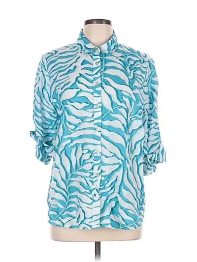 Pre-owned Chico's 3/4 Sleeve Button Down Shirt In Teal