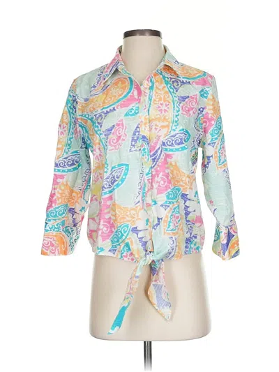 Pre-owned Chico's 3/4 Sleeve Button Down Shirt In White