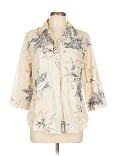 Pre-owned Chico's 3/4 Sleeve Button Down Shirt In White