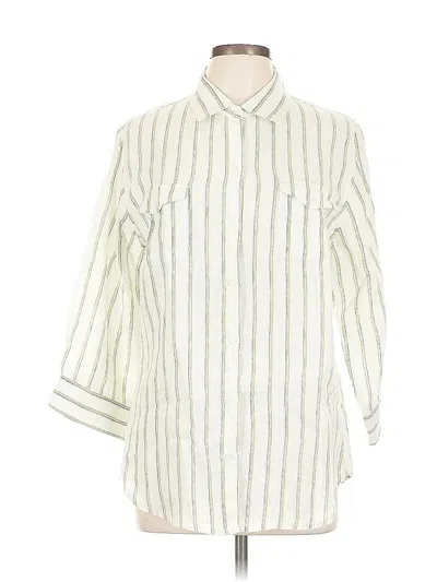 Pre-owned Chico's 3/4 Sleeve Button Down Shirt In White