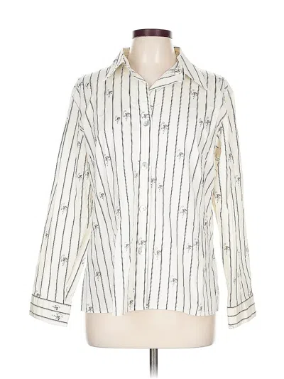 Pre-owned Chico's 3/4 Sleeve Button Down Shirt In White