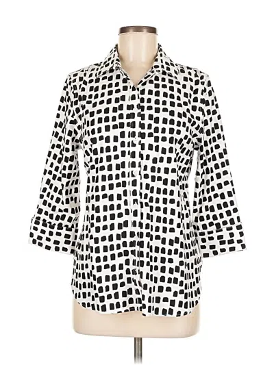 Pre-owned Chico's 3/4 Sleeve Button Down Shirt In White