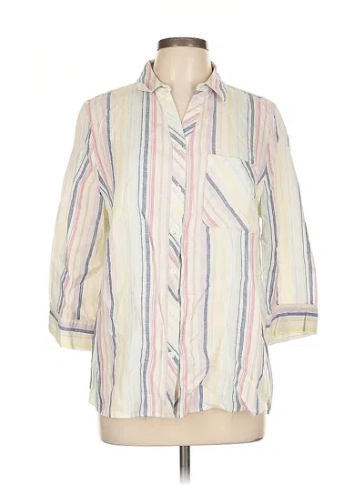 Pre-owned Chico's 3/4 Sleeve Button Down Shirt In White