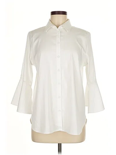 Pre-owned Chico's 3/4 Sleeve Button Down Shirt In White