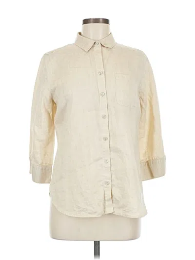 Pre-owned Chico's 3/4 Sleeve Button Down Shirt In White