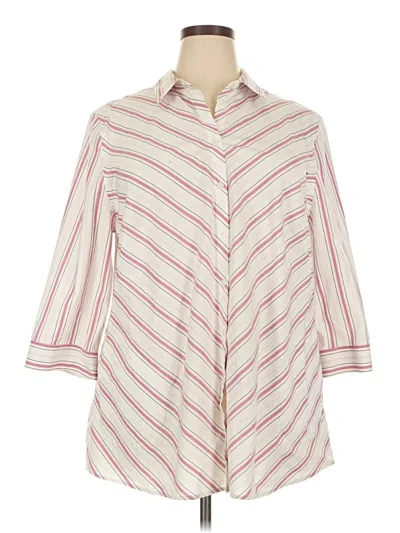 Pre-owned Chico's 3/4 Sleeve Button Down Shirt In White