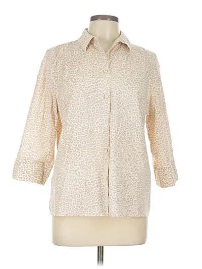 Pre-owned Chico's 3/4 Sleeve Button Down Shirt In White