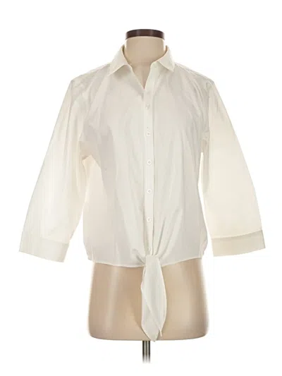 Pre-owned Chico's 3/4 Sleeve Button Down Shirt In White