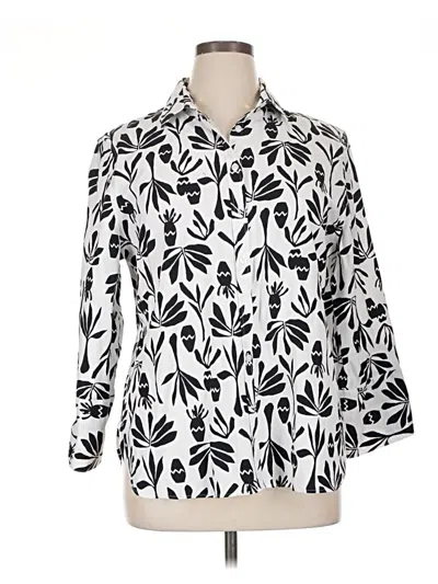 Pre-owned Chico's 3/4 Sleeve Button Down Shirt In White