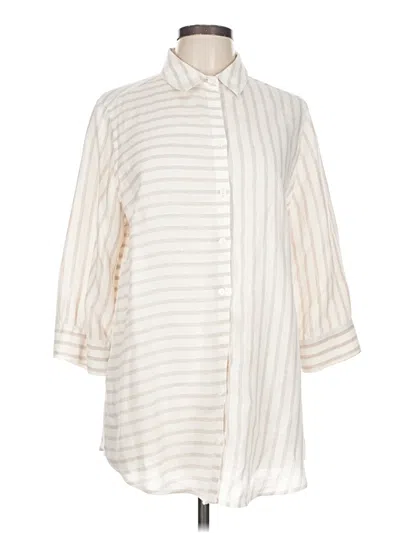 Pre-owned Chico's 3/4 Sleeve Button Down Shirt In White