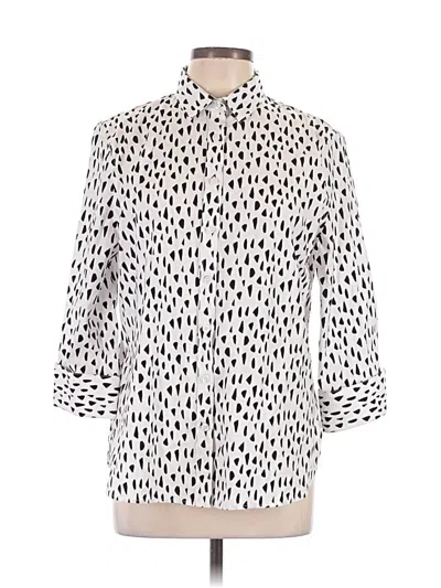 Pre-owned Chico's 3/4 Sleeve Button Down Shirt In White