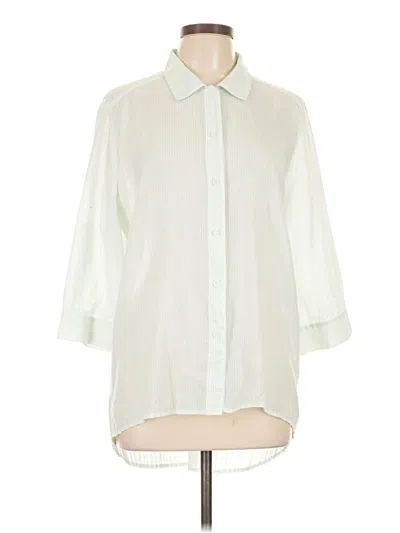 Pre-owned Chico's 3/4 Sleeve Button Down Shirt In White
