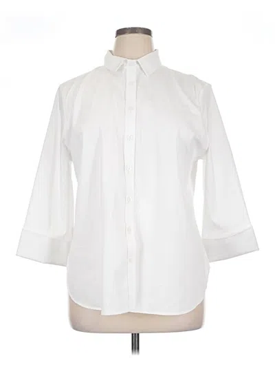 Pre-owned Chico's 3/4 Sleeve Button Down Shirt In White
