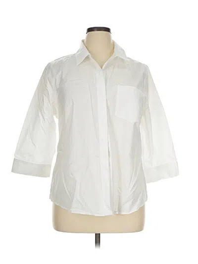 Pre-owned Chico's 3/4 Sleeve Button Down Shirt In White
